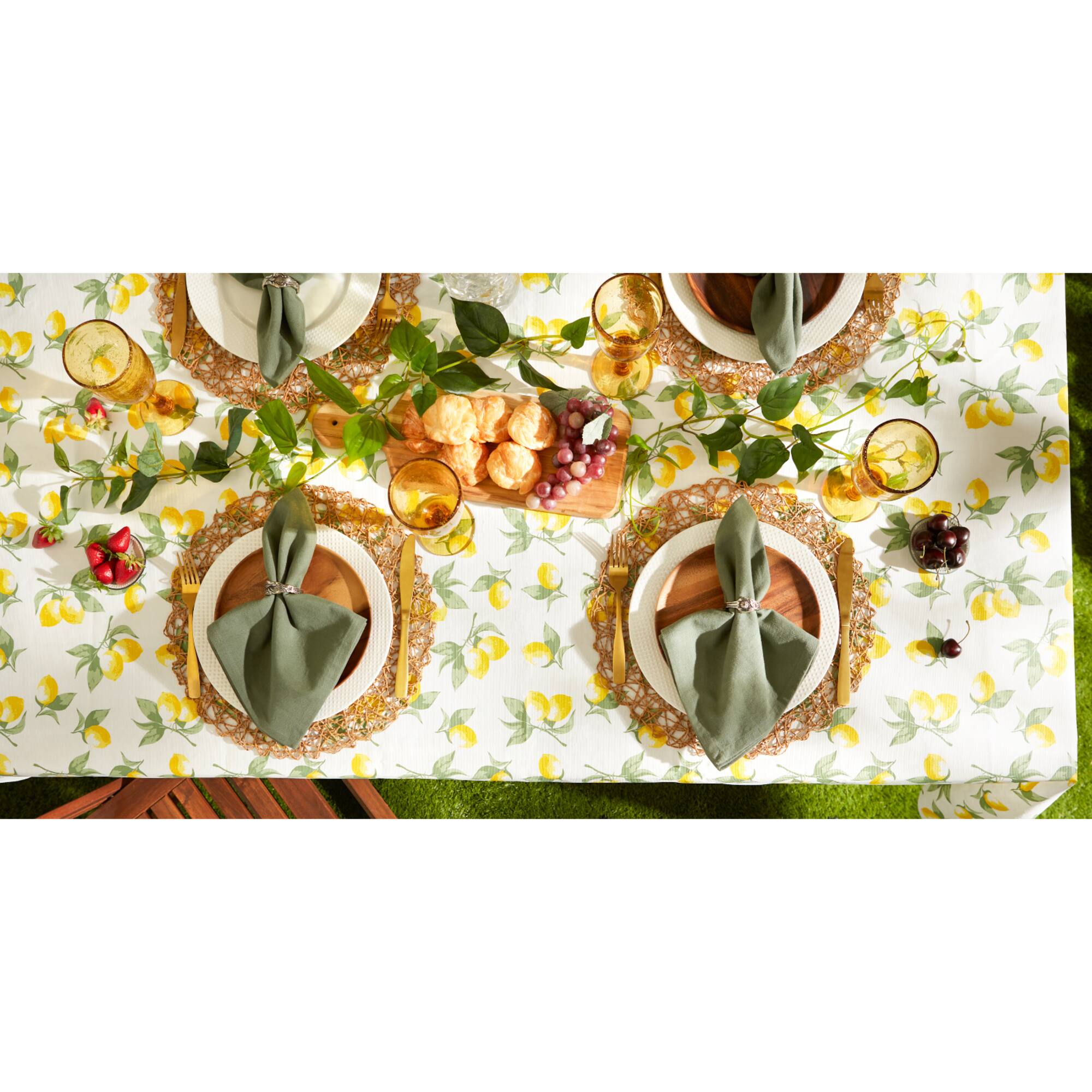 Summer Lemons Vinyl Tablecloth 70" Round